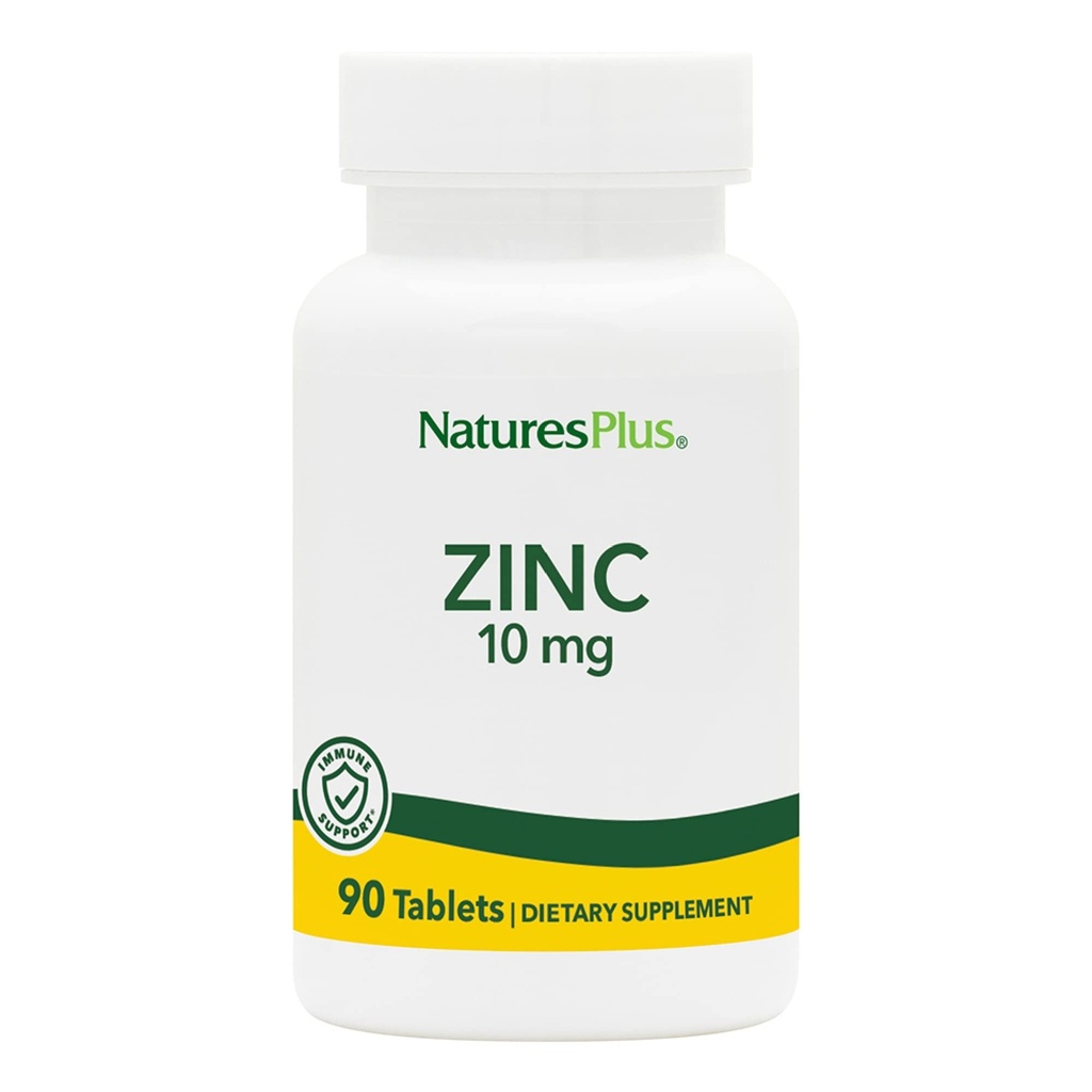 NaturesPlus 아연 정제 - 10 mg, 90 채식 보조 식품 - 세포 성장 및 수리를위한 면역 체계 보충 - 건강한 소화, 대사 및 비전을 촉진 - 글루텐 - 무료 - 90 서빙