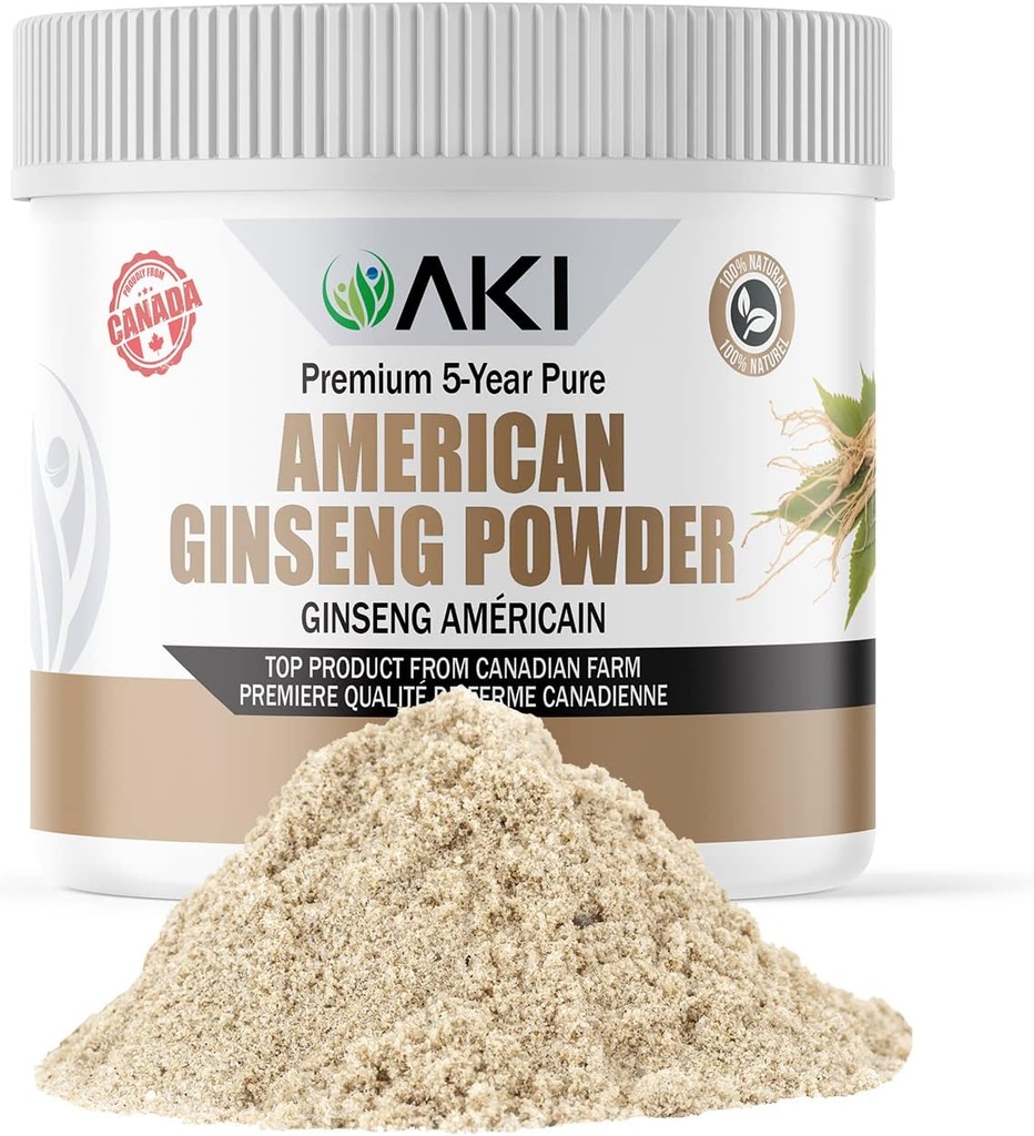 AKI 미국 인삼 분말 4% Ginsenosides - 부드럽게 같은 커피, 음료와 이상 (4oz/113g)