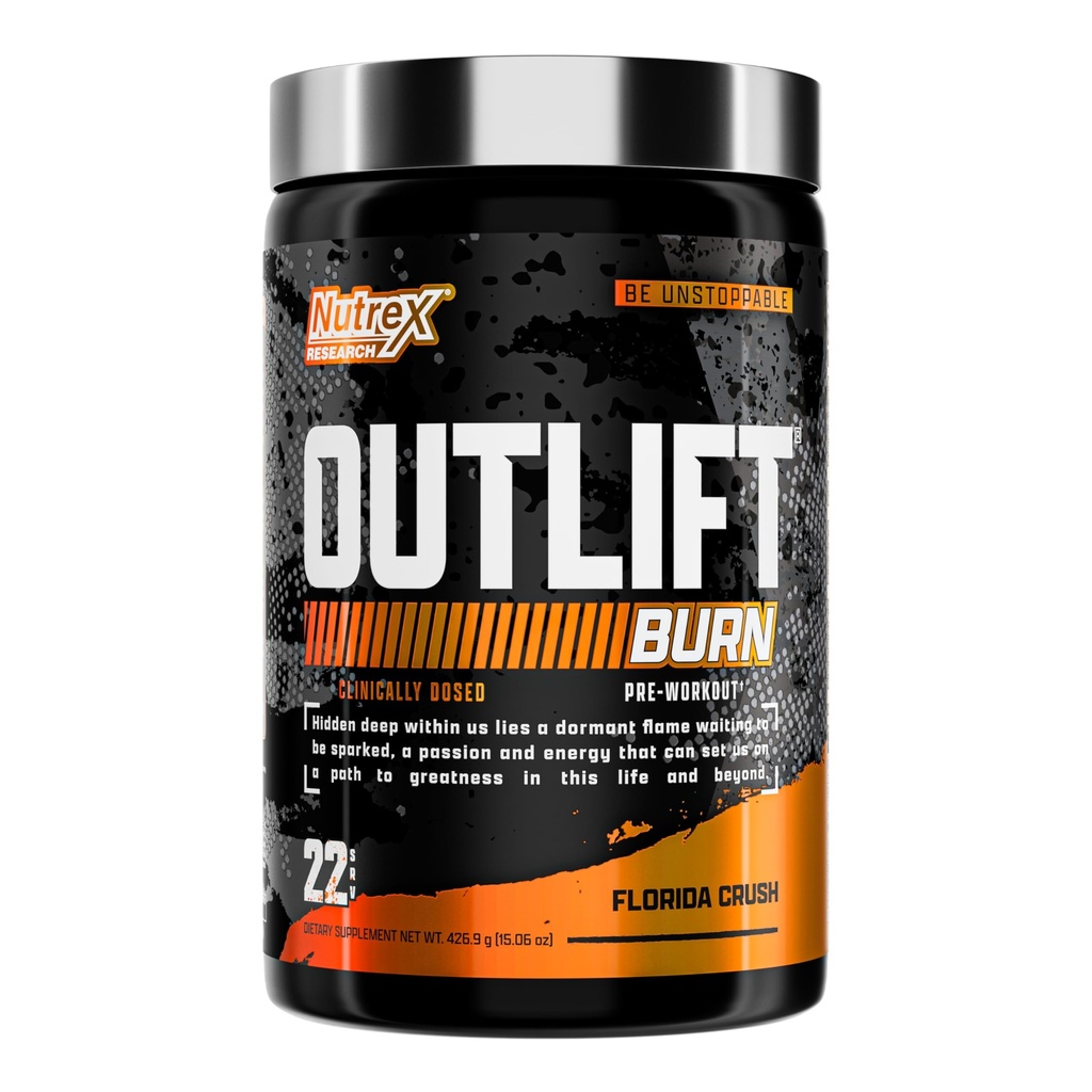 에너지, 초점 및 내구시간을 위한 Nutrex Outlift Burn Pre-Workout 보충교재 | Metabolyte, L-Citrulline, Beta-Alanine & Caffeine | 성능에 대한 Thermogenic 공식 (22 서빙, 플로리다 크러시)