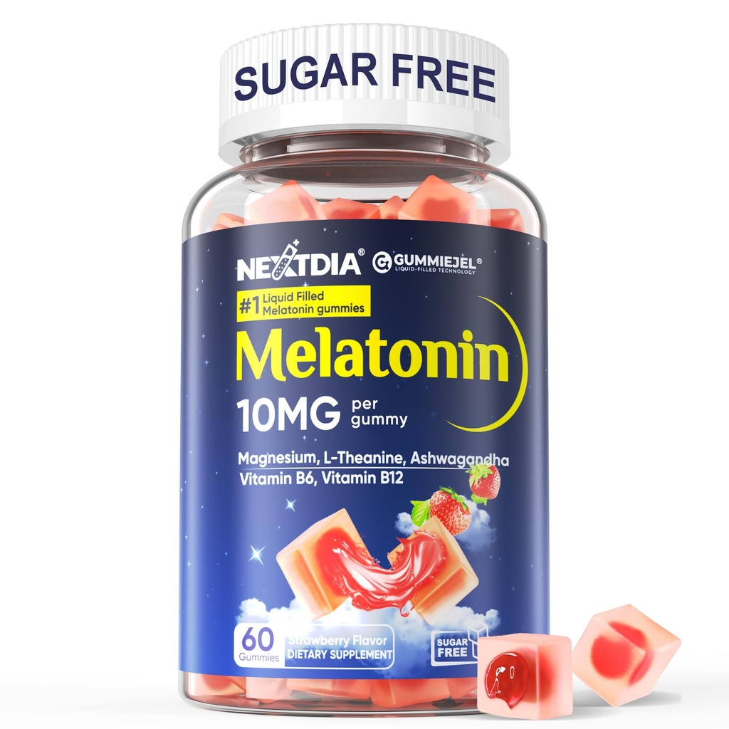 설탕 자유로운 Melatonin Gummies 10mg 20mg 마그네슘은 성인, Ashwagandha, L-Theanine, B6, B12, 레몬 Balm 및 깊은 Relaxation를 위한 Chamomile, 산화 방지제, Vegan, 60 일 동안 Melatonin를 제거합니다