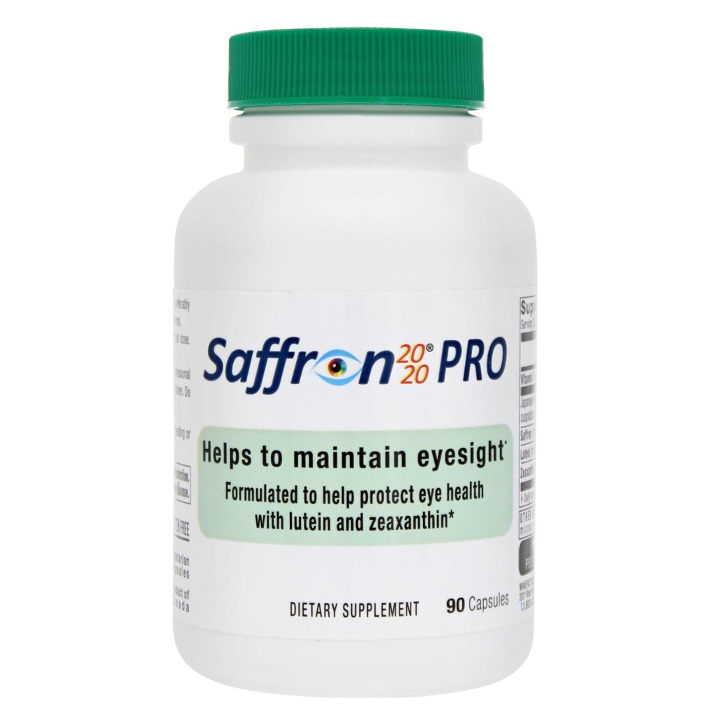 Saffron 2020-PRO 보충 Saffron, Resveratrol, Zeaxanthin 및 Lutein- 90 채식 캡슐
