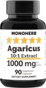 MONOHERB Agaricus 버섯 추출물 1000 mg - 90 채식 캡슐