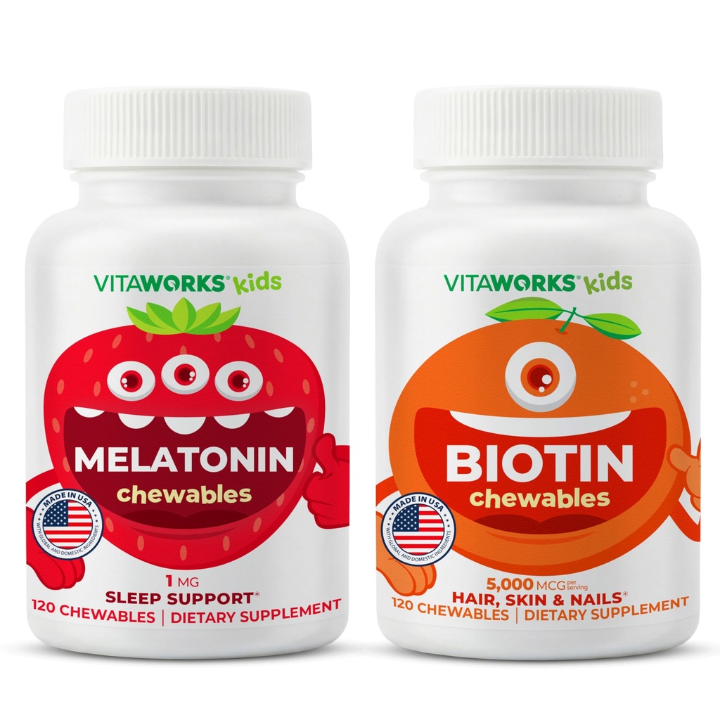 아이 Melatonin 1mg Chewables + Biotin 5000mcg Chewables 뭉치