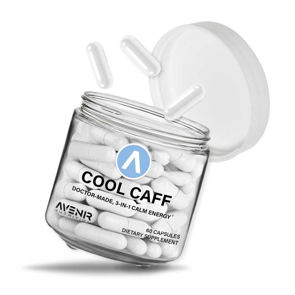Avenir Nutrition Cool Caff Energy Supplements, L theanine 및 Caffeine - 에너지 부스트 및 초점 - 여성 및 남성, 커피 대체 60 캡슐을위한 사전 운동