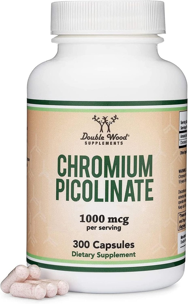 건강한 무게 관리를 위한 크롬 Picolinate 1000mcg (높은 흡수 및 생물 분해성) (300 Vegan 안전한 캡슐, 비 GMO, 글루텐 자유로운) 두 배 목제 보충교재에 의하여