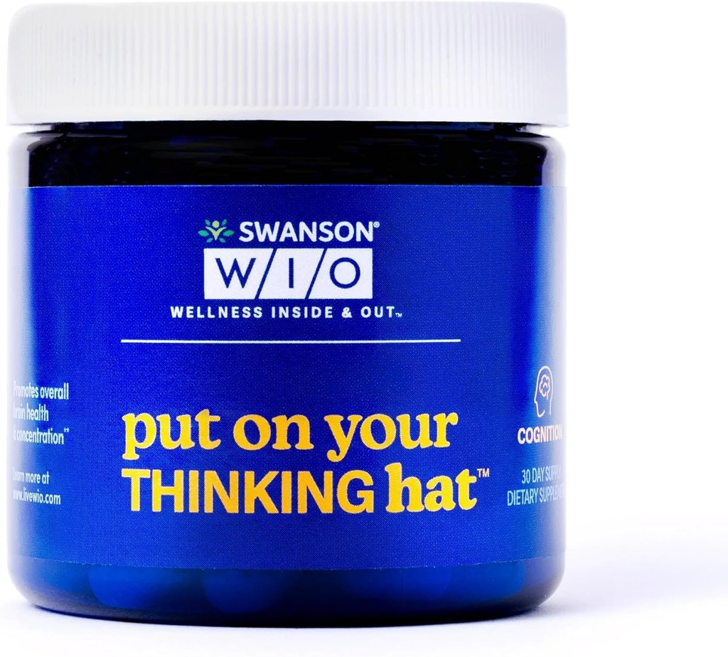 Swanson WIO는 Thinking hat Brain Health, Concentration, Better Focus, Ginkgo Biloba + Neurofactor Coffee Fruit, Vegan, Non-GMO, Wellness, 30 Veggie 캡슐 (30 일 공급)에 넣어