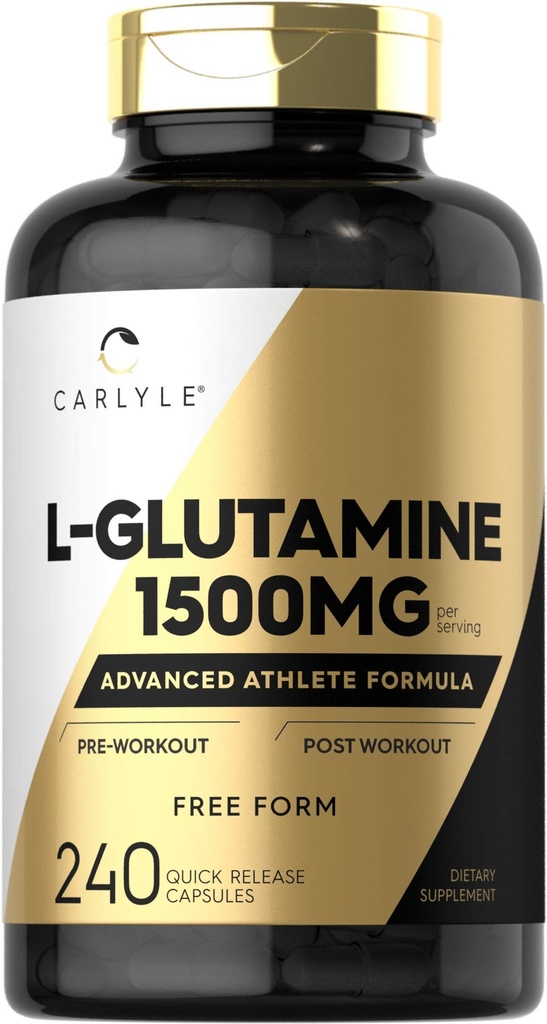 Carlyle L 글루타민 캡슐 | 1500mg | 240 Count | Advanced Athlete Formula | Pre and Post Workout | Non-GMO, 글루텐 무료 보충
