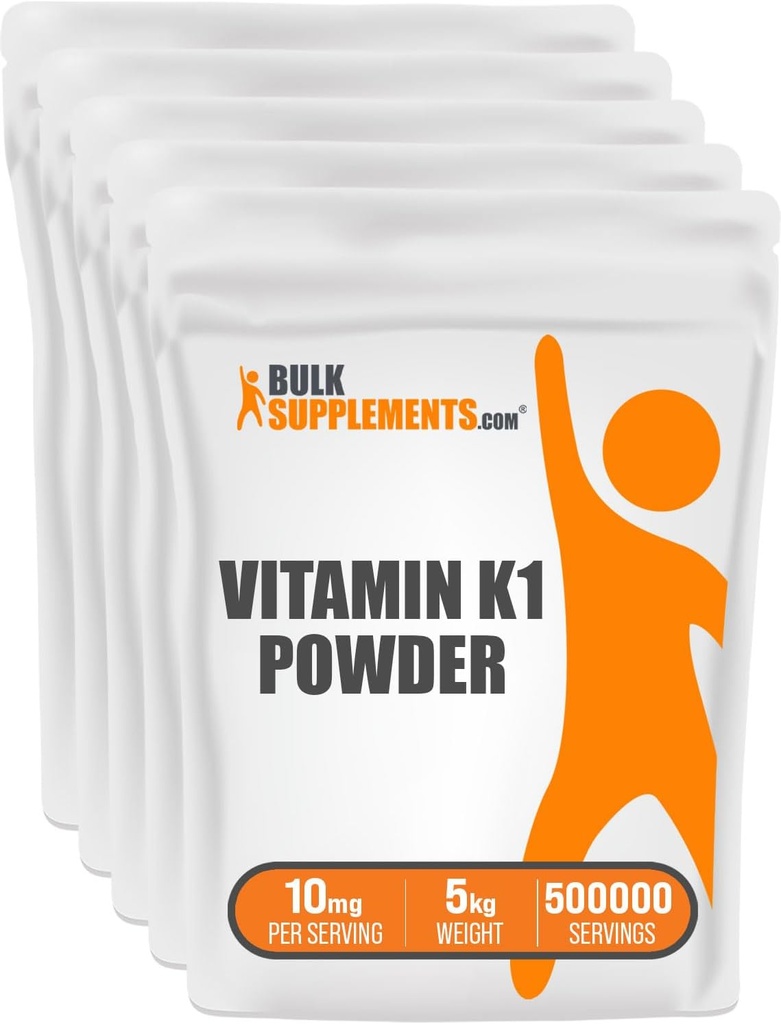 BulkSupplements.com 비타민 K1 분말 - 뼈와 심장 건강 지원을위한 비타민 K1 보충 - Gluten 무료, 봉사 당 10mg, 1kg (2.2 파운드) (팩 1)