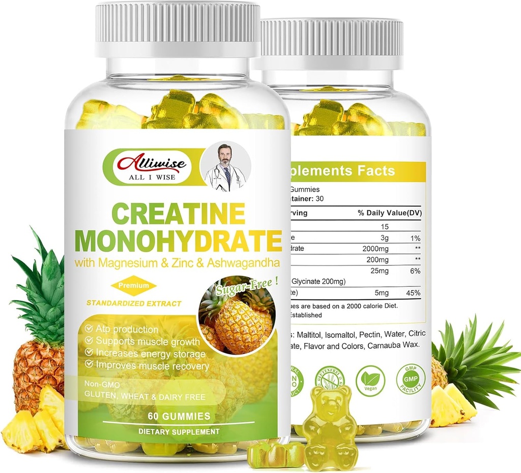 남성 & 여성을 위한 설탕 자유로운 크레아틴 Monohydrate, 마그네슘 & 아연을 가진 크레아틴 Monohydrate Complex 보충교재 & 근육 성장 & 힘, 에너지, 운동 보충교재를 위한 Ashwagandha,