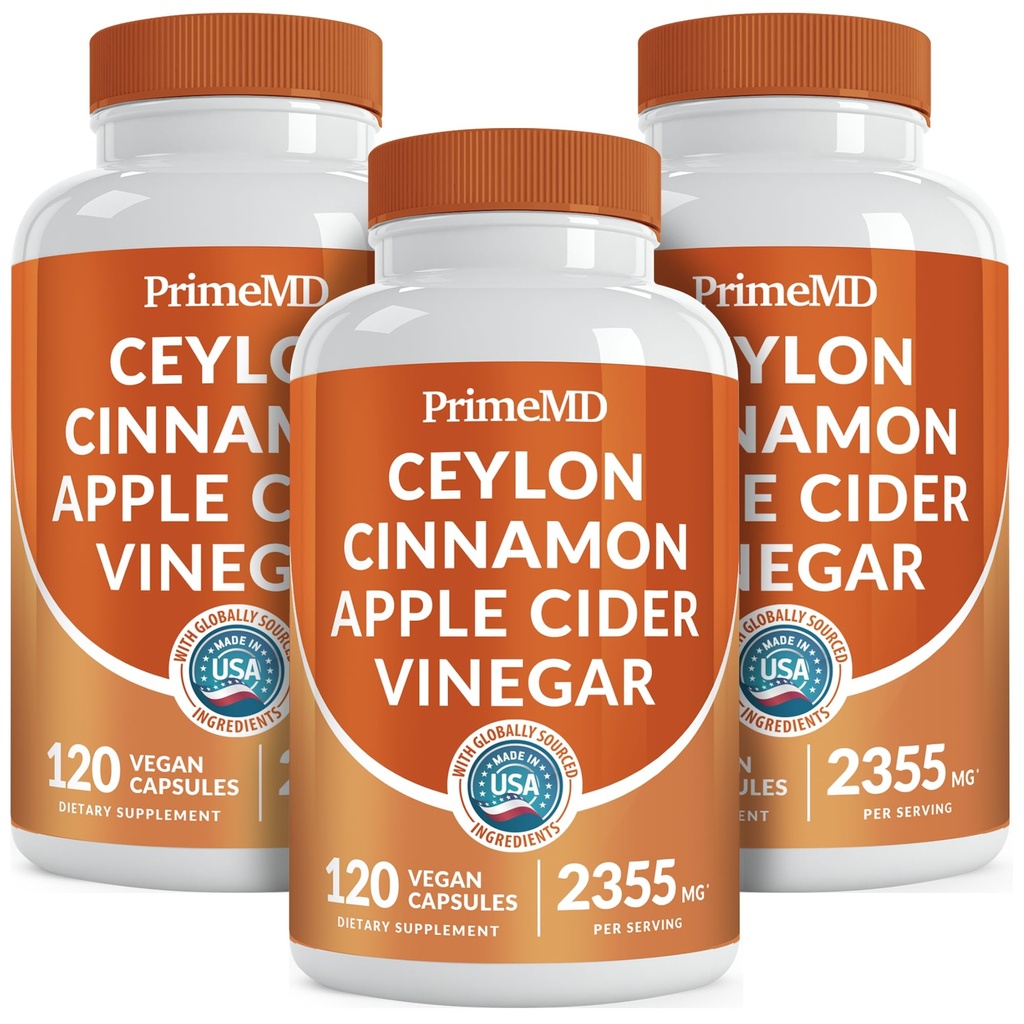 5-in-1 Ceylon Cinnamon 캡슐 2355mg - Ceylon Cinnamon 및 Apple Cider Vinegar 캡슐 - Turmeric 및 Panax Ginseng - Bioperine (120ct, 3)를 가진 계피 보충교재