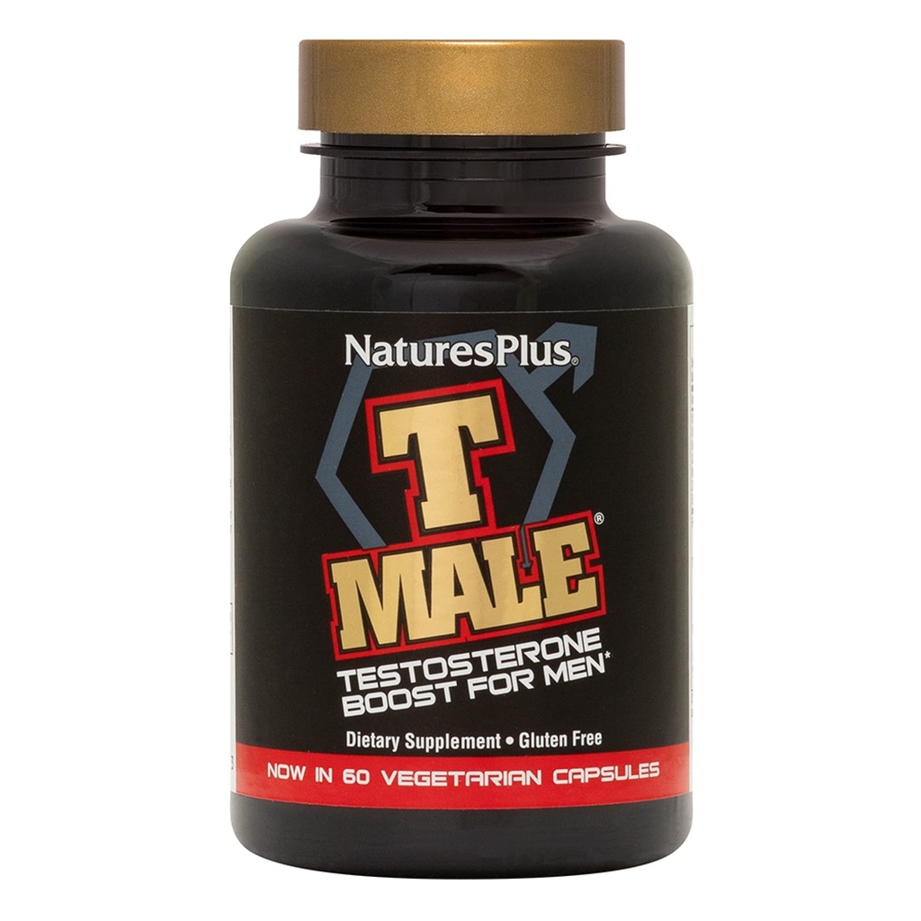 NaturesPlus T Male - 60 채식 캡슐 - 근육 이익을 촉진하고 체력, 무드 강화 - 글루텐 무료 - 30 총 봉사