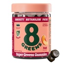 8Greens Supergreens Gummies | Metabolism, Immunity & Focus, Digestive Health Enzymes, Organic : Chlorella, Spirulina, Aloe Vera, 복숭아 맛, 50 개