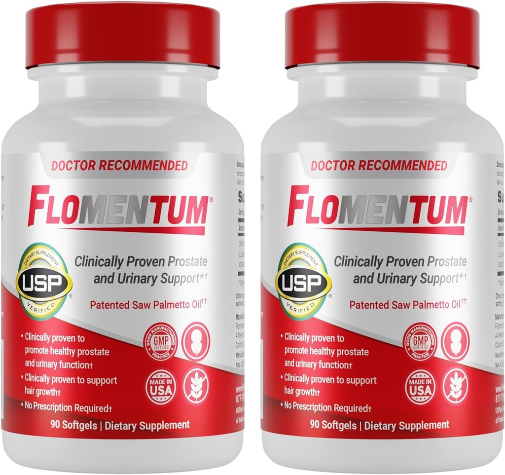 Flomentum® Saw Palmetto for Men Prostate Supplement | 남성 건강에 대한 전립선 지원 보충교재 | USP Verified - Healthy Urinary Flow & Urinary Function - 320mg 한 번 매일 (180 개)