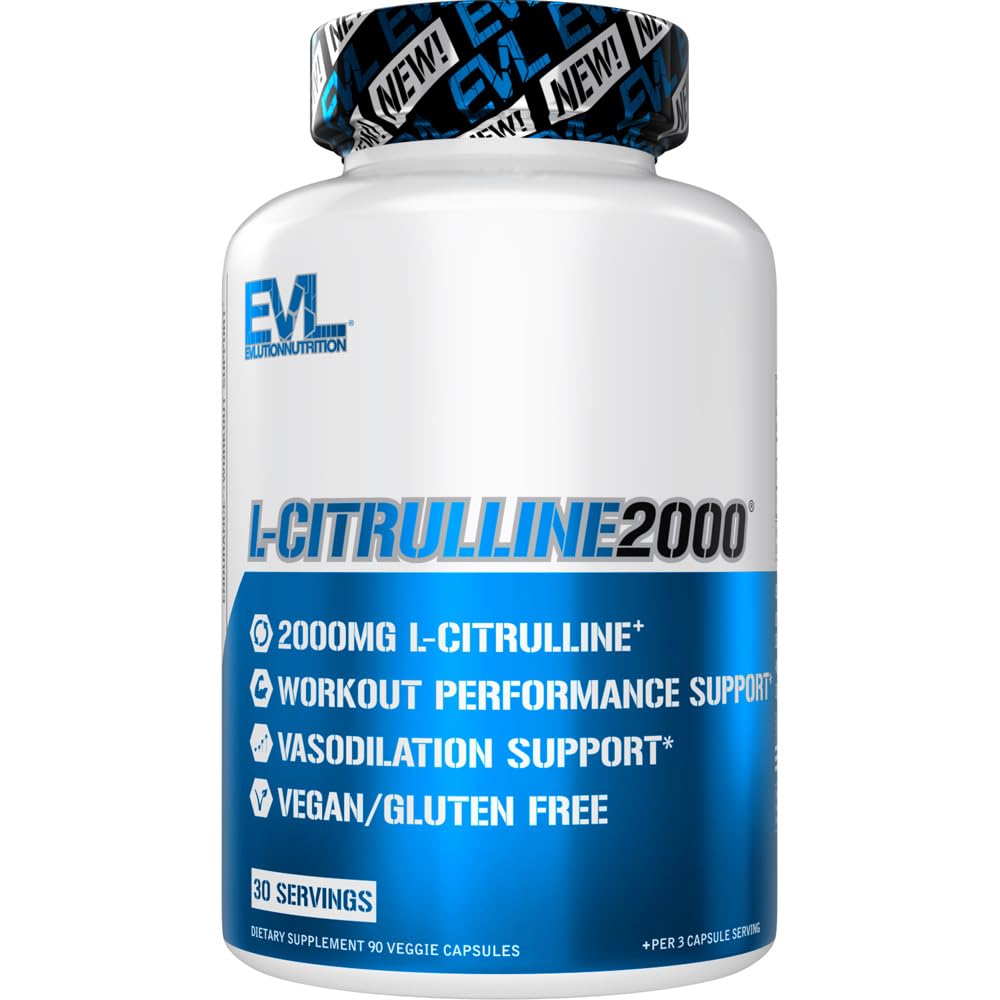 Evlution L-Citrulline2000 남성 영양 고강도 L Citrulline 캡슐 강화 근육 강도 회복 및 강렬한 펌프 - 식물 기반 질소 부스터