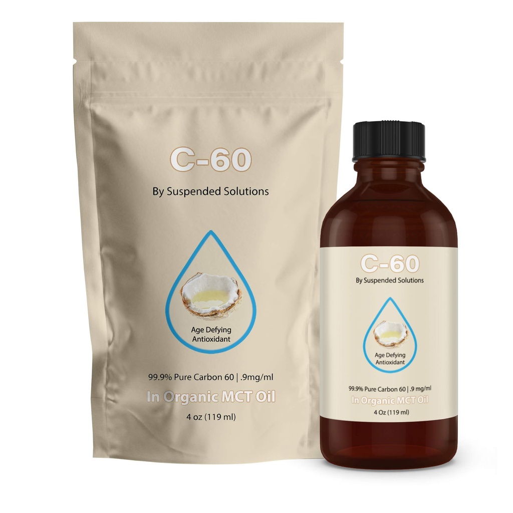 C-60 MCT - 4oz -99.9% 유기 여분 처녀 MCT 기름에 있는 순수한 C-60 - 100% 용매 자유로운 - 108mg 활동적인 C60 - 유리병 - 탄소 60