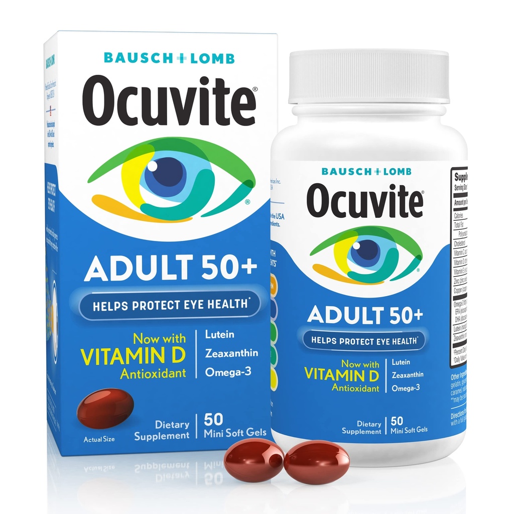 Bausch & Lomb Ocuvite 성인 50 + 눈 비타민 & 광 Softgels 50 ea (12의 포장)