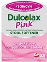 Dulcolax 분홍색 발판 연화제, 도쿠 산염 나트륨, 100 mg 연약한 젤 정제, 25 조사