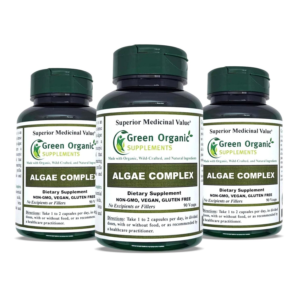 조류, Fucoidan, 블루 그린 조류, Kelp, Bladderwrack, Chlorella, Spirulina, 아일랜드 모스, Dulse, 90 VCaps, 높은 흡수성, 비 GMO, 글루텐 프리 (포장 3)