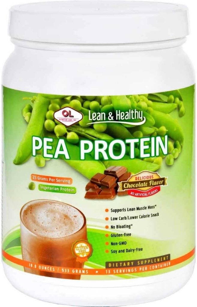 Olympian Labs Pea Protein Shake, 초콜렛, 작은, 18.8 Ounce