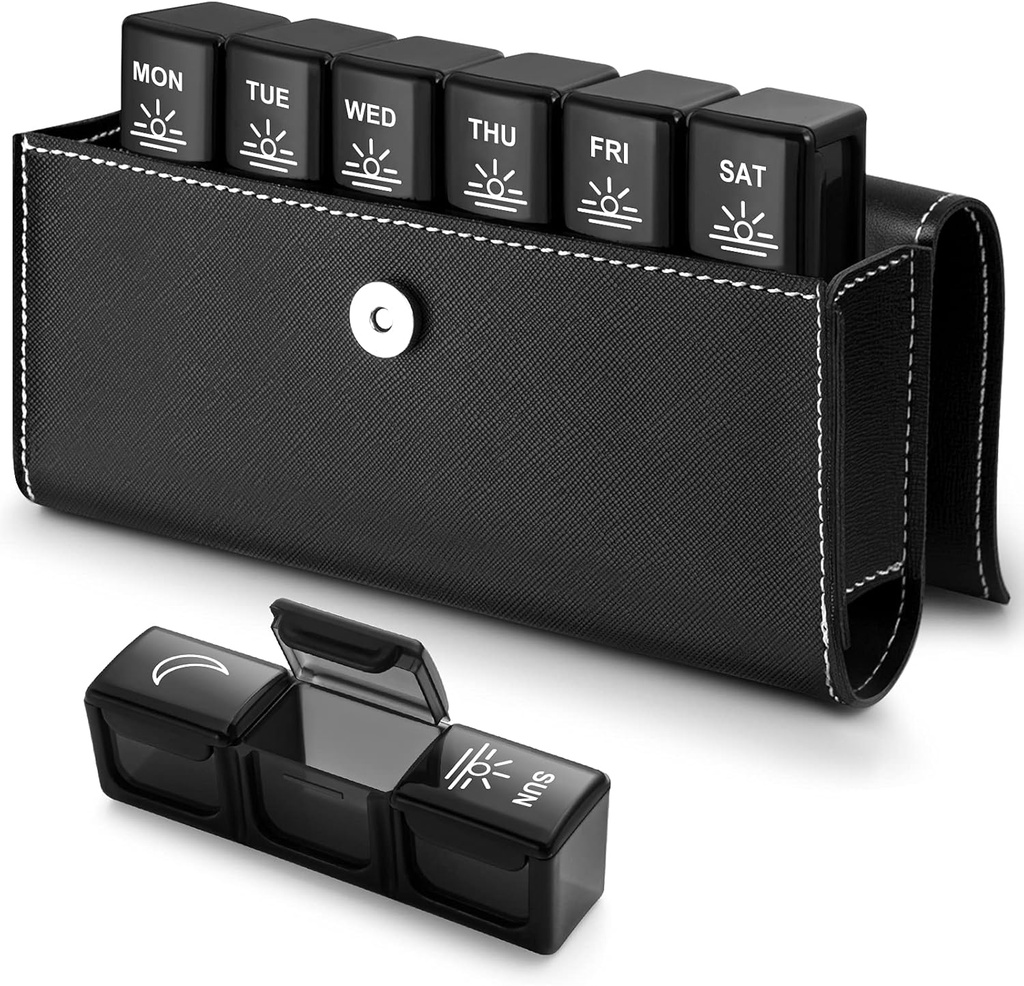 BUG HULL 3x a Day Pill 주최자 와 PU 케이스 - 주간 여행 약 상자 3 시간 하루