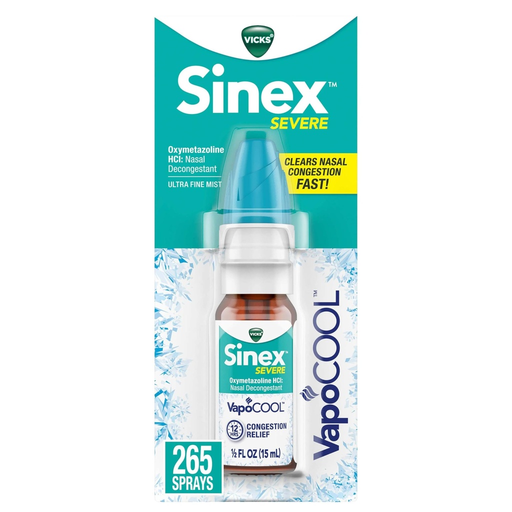 Vicks Sinex는 VapoCOOL, Soothing Vicks Vapors, Decongestant Medicine, 감기 또는 알레르기로 인해 Stuffy Nose의 구호, Sinus 압력 구호, 265 스프레이와 함께 나살 스프레이를 제거합니다.