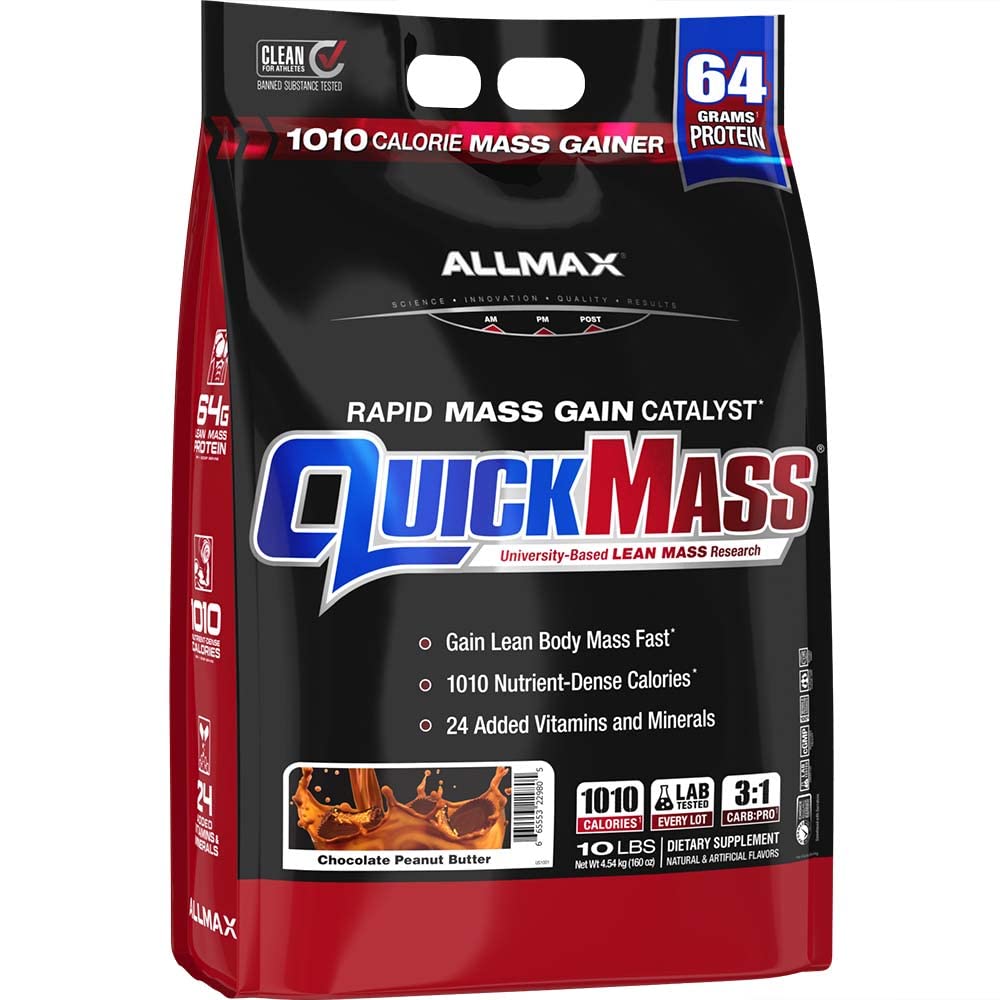ALLMAX QUICKMASS, 쿠키 및 크림 - 10 lb - 급속한 대량 이익 촉매 - 서빙 당 단백질의 64까지 그램 - 3:1 Carb에 단백질 비율 - 영 Trans 지방 - 70까지 서빙