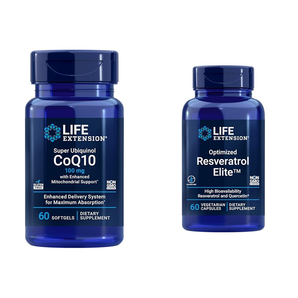 생활 연장 최고 Ubiquinol CoQ10 60 Softgels와 낙관된 Resveratrol 엘리트 60 채식 캡슐 뭉치