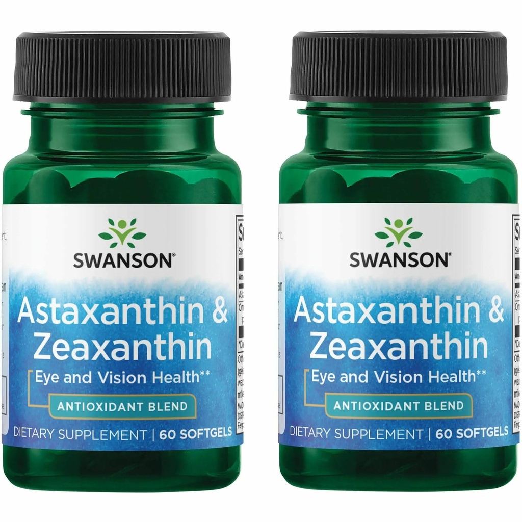 4 mg Astaxanthin & 4 mg OmniXan Zeaxanthin (60 Softgels, 2 팩)를 가진 스크린 무거운 전문가를 위한 Swanson Astaxanthin & Zeaxanthin 눈 건강 보충교재