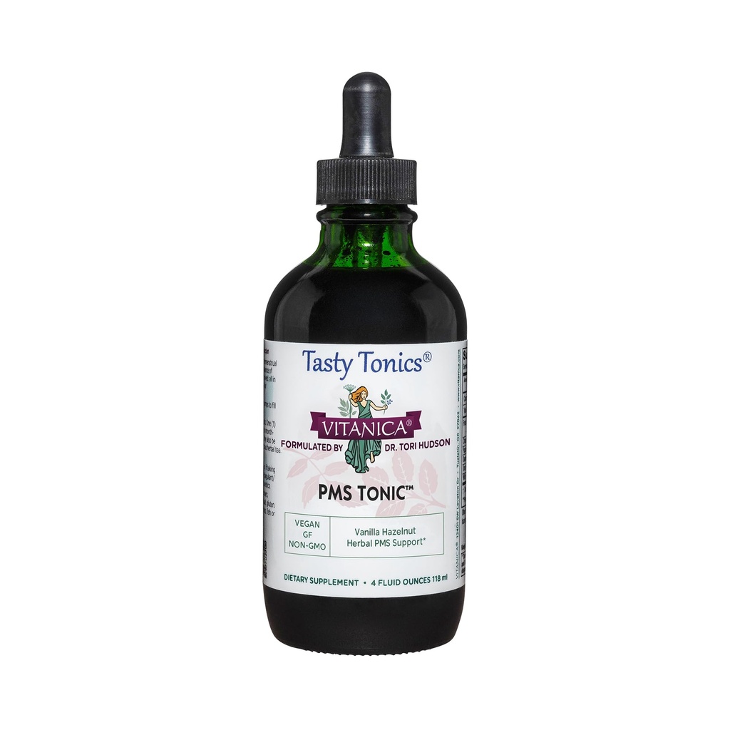 Vitanica PMS Tonic, Premenstrual Support and Relief, Saint Johns Wort, Dong Quai, Chaste Tree Berry, Wild Yam 및 기타, 채건, 4 Ounce
