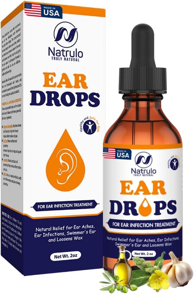 귀 감염을위한 자연 귀 낙하 – 성인, 어린이 및 애완 동물을위한 초본 귀 낙하 – Soothes Discomfort, Ear Aches, Itchy Ears, Swimmer's Ear, & Loosens Wax – Kids Safe Ear Oil Made in USA (2 Oz)