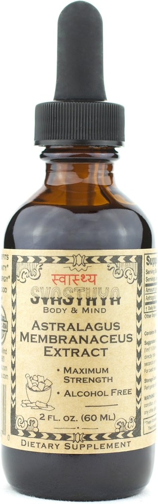 SVASTHYA BODY & MIND Astragalus Membranaceus 액체 추출물 - 부스트 면역 체계 & 정신 명확성, 자연적인 치유 & 긴장 기복, 미국에서 만든, GMP, 2개 oz