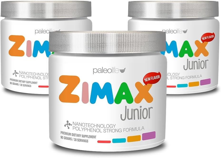 ZIMAX Junior Super ANTIOXIDANT for Children and Adolescents Between 4 and 16 Years - 비타민 C, 마그네슘 및 비타민 D3 100 % 천연 - 높은 흡수 쿠르쿠민, 생강 + 미네랄
