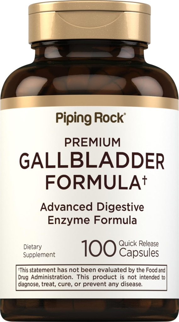 Piping Rock Gallbladder 보충교재 | 100개의 캡슐 | 남자를 위한 진보된 소화 효소 완전한 공식 | Non-GMO & 글루텐 무료