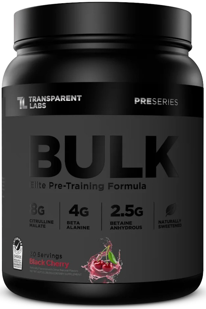 투명한 실험실 대량 까만 전 운동 - Beta Alanine 분말, Citrulline Malate, & Caffeine를 가진 남자와 여자를 위한 임상적으로 투약된 설탕 자유로운 운동 - 30의 서빙, 까만 버찌