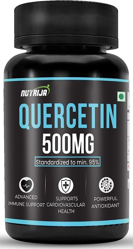 Quercetin 500mg 캡슐 - 95 %로 표준화 된 | 고순도 및 생체 이용 가능 보충 | 천연 바이오 플라보노이드 및 강력한 항산화제 (30 캡슐)