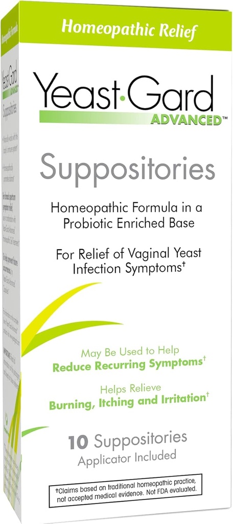 YeastGard 고급 Homeopathic 효모 감염 질 좌약 - 10 카운트 박스