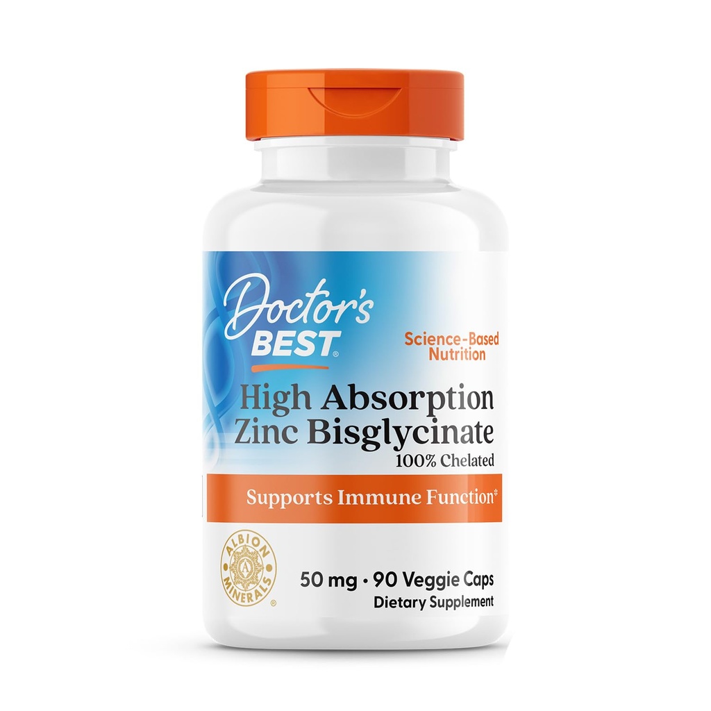 의사의 제일 높은 흡수 아연 Bisglycinate 50mg 높은 힘 지원 강화 면역 체계 산화 방지제 VC, 90 조사