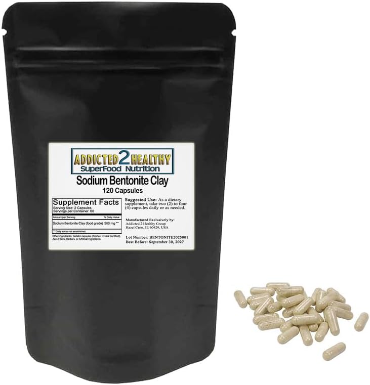 음식 급료 나트륨 벤토나이트 찰흙 분말 캡슐 (1000 mg) 중독에 의하여 120 조사 2 건강한
