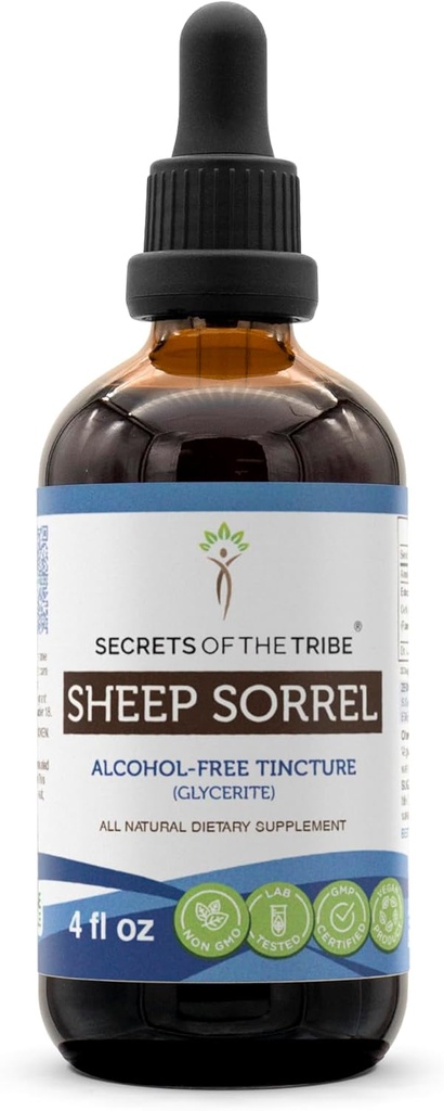 Sheep Sorrel Tincture 알코올 무료 추출물, Sheep Sorrel (Rumex Acetosella) 건조 허브 Tincture 보충 4 온스