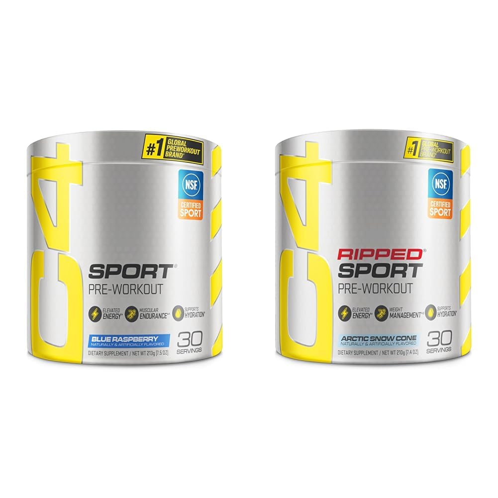 Cellucor C4 스포츠 사전 운동 분말 블루 라즈베리 스포츠 30 서빙 & C4 Ripped 스포츠 사전 운동 분말 Arctic 스노우 콘 - NSF 스포츠에 대 한 인증 + 설탕 무료 운동 에너지 보충