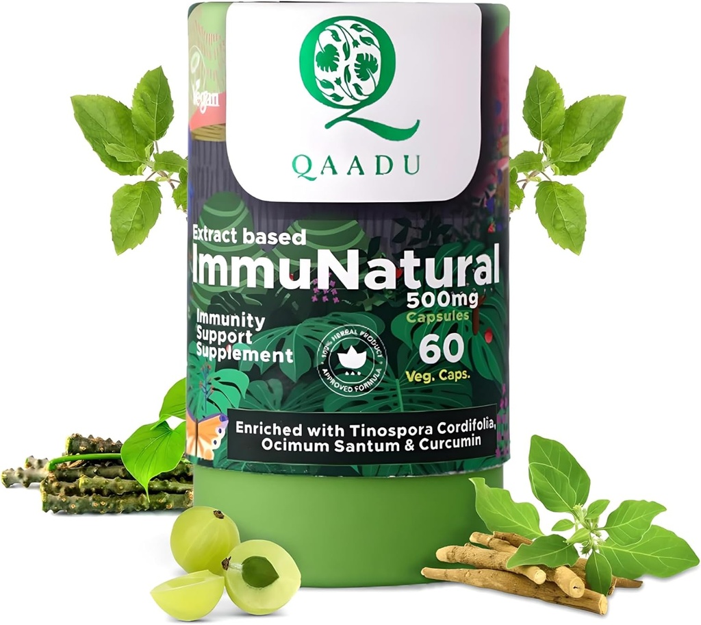 성인 60 캡슐에 대 한 ImmuNatural | 자연, Vegan Ayurvedic 면역 부스터 | Ashwagandha Tulsi Amla Haldi Mulethi Giloy | 13 년 + 500 mg에 적합