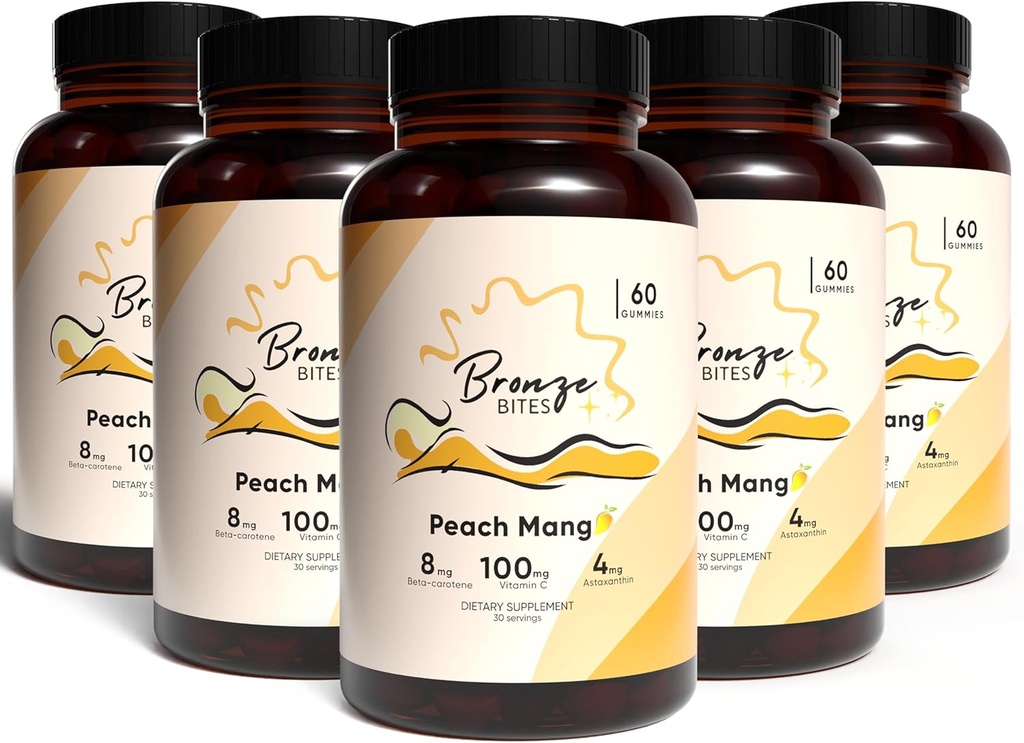 Tanning Gummies, Beta-Carotene & Vitamin C & Astaxanthin, 자연적인 Tanning 보충교재, Vegan, Non-GMO - 180 Gummies - 5 팩