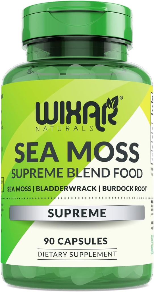 유기 바다 Moss 캡슐 - Burdock 뿌리 캡슐과 Bladderwrack - 아일랜드어 Seamoss 알약 - 바다 Moss Gel보다 더 강한 - Sebi Inspired - Raw Sea Moss Powder - Irish Moss (90 Caps)
