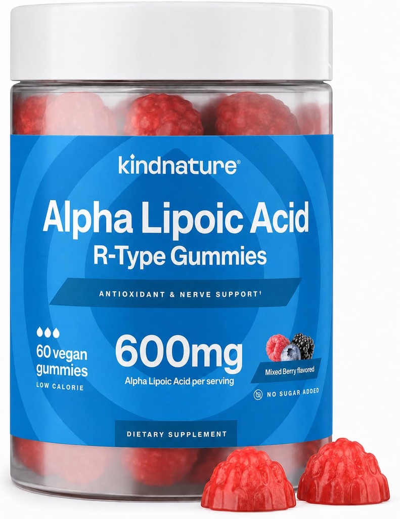 종류 알파 Lipoic 산 Gummies - Neuropathy 보충 교재 - Vegan, Sugar-Free, 낮은 Calorie 600 mg ALA 보충교재 - 산화 방지제 영양 보충교재를 위한 순수한 ALA 알파 Lipoic 산 600mg