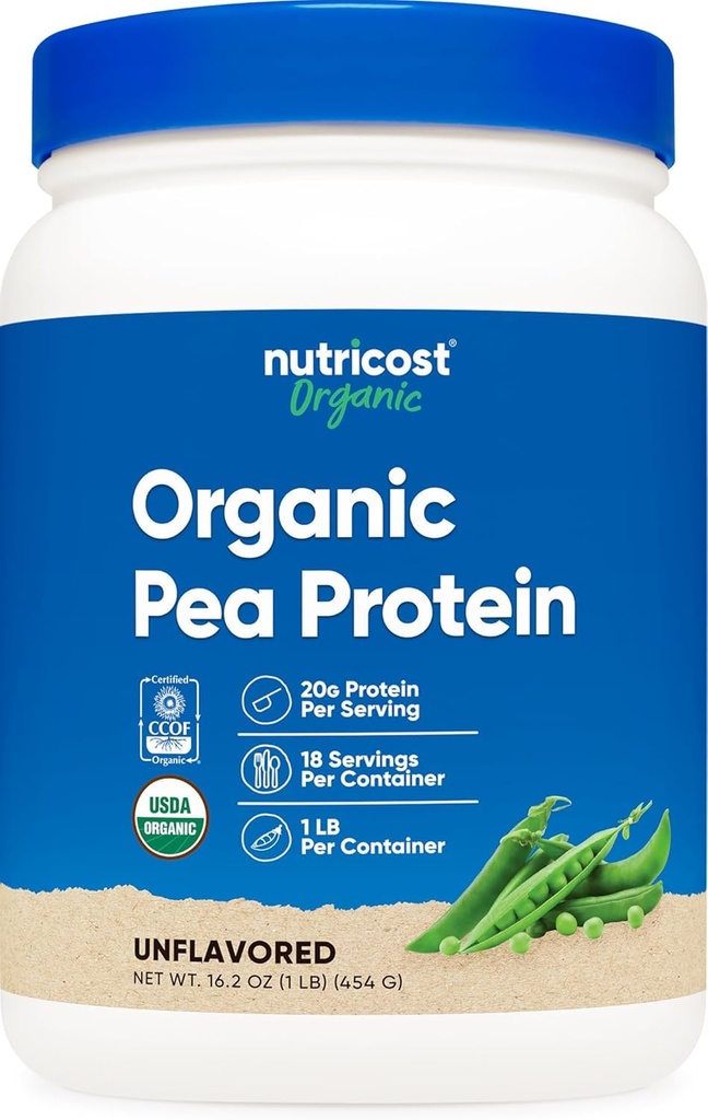Nutricost 유기 완두 단백질 분말 (1 LB) Unflavored - 식물에서 USDA 유기, 단백질, 채식 친화적 인, 글루텐 무료, 비 GMO