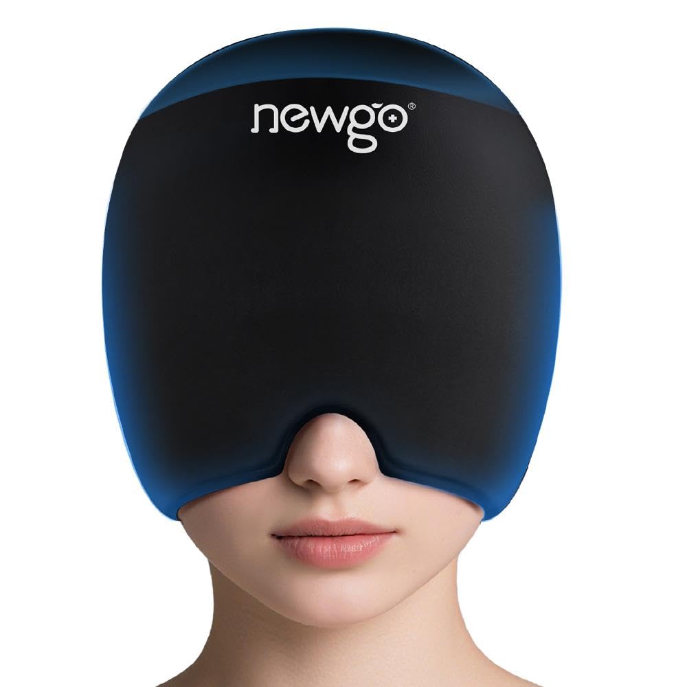 NEWGO Migraine Relief Cap Headaches 아이스 캡 Top Coverage, 핫 및 콜드 치료, 긴장, 스트레스 및 거버를위한 Migraine 두통 구호 캡