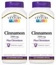 21st Century Cinnamon 2000 mg per 서빙 플러스 Chromium 채식 캡슐 120 카운트 - 팩 2