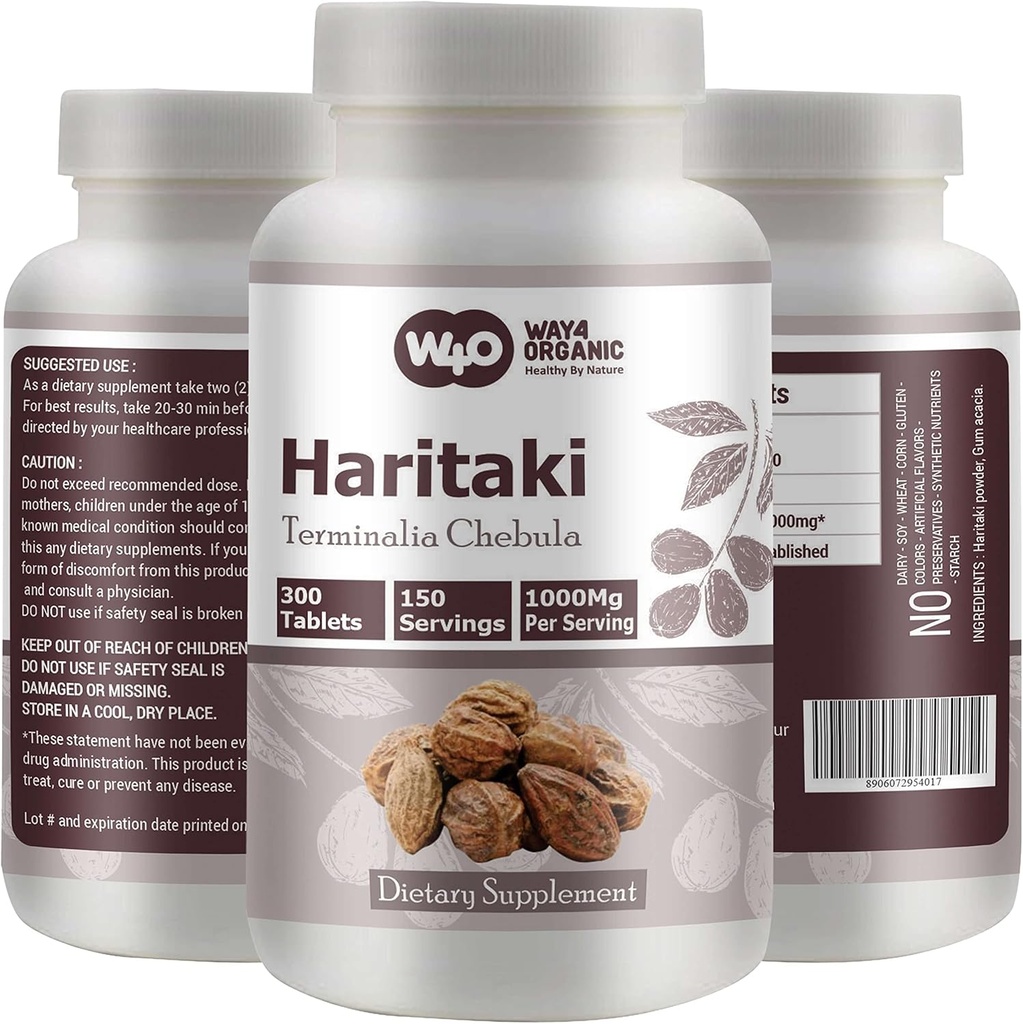 Haritaki 캡슐 (태블릿) - 단테리아 체불라, 300 알약, 150 서빙, 1000 mg (1 팩)
