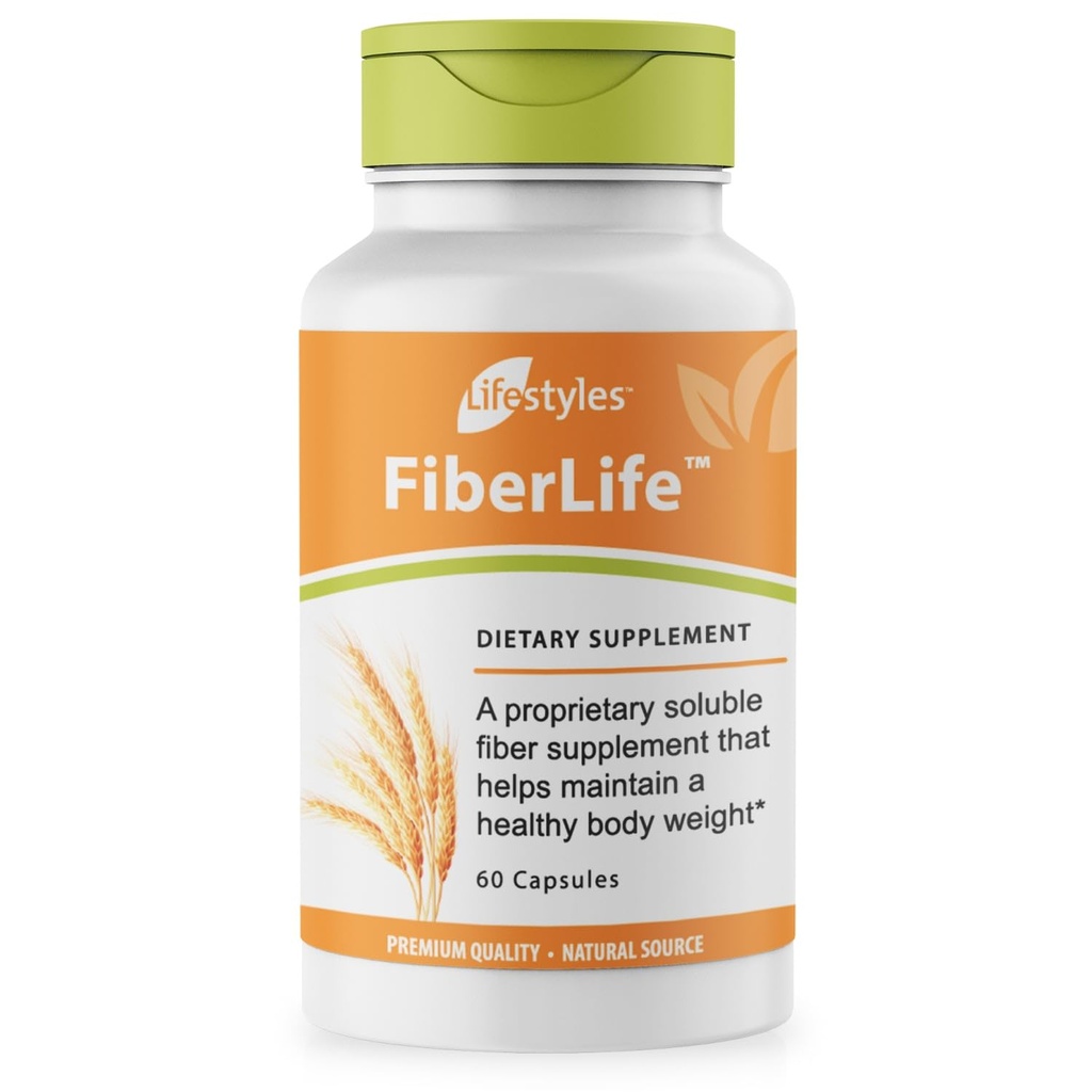 라이프 스타일 FiberLife 보충 – Konjac, Guar Gum, Xanthan Gum 및 Cinnamon과 소화 건강 및 콜레스테롤 지원을 위한 수용성 섬유 – 캐나다에서 만든 – 60 캡슐 (60 캡슐)