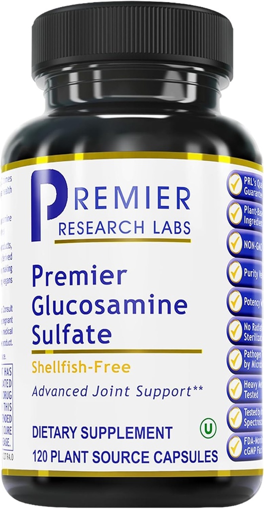 Premier Research Labs Glucosamine Sulfate - Shellfish 자유로운 글루코사민 황산염 합동 지원을 위한 캡슐, 연결 조직 건강, 봉사 당 750 mg, 채식주의자 친절한 - 120 채식 캡슐